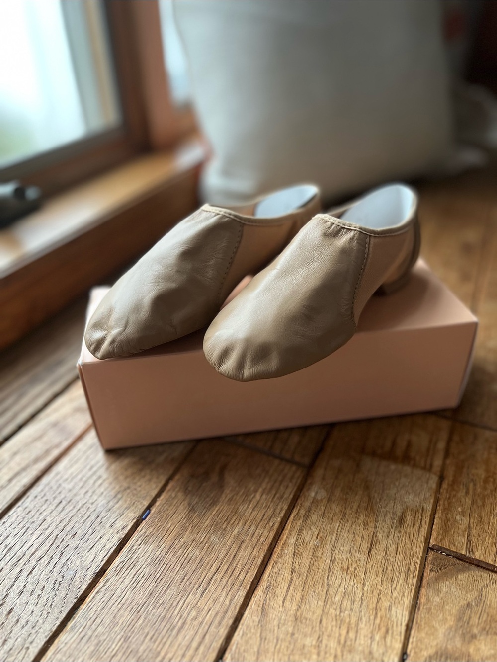 Bloch Taupe Leather Slip-On Dance Mules